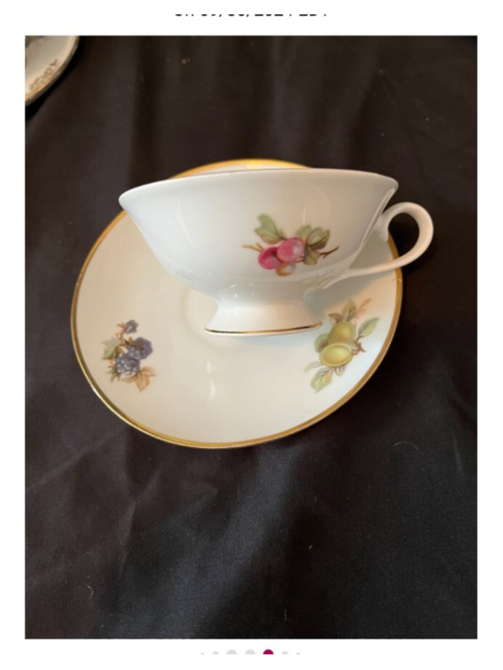 Vintage Bavaria Schumann Arzberg Germany Assorted Fruit Cup /Saucer Set